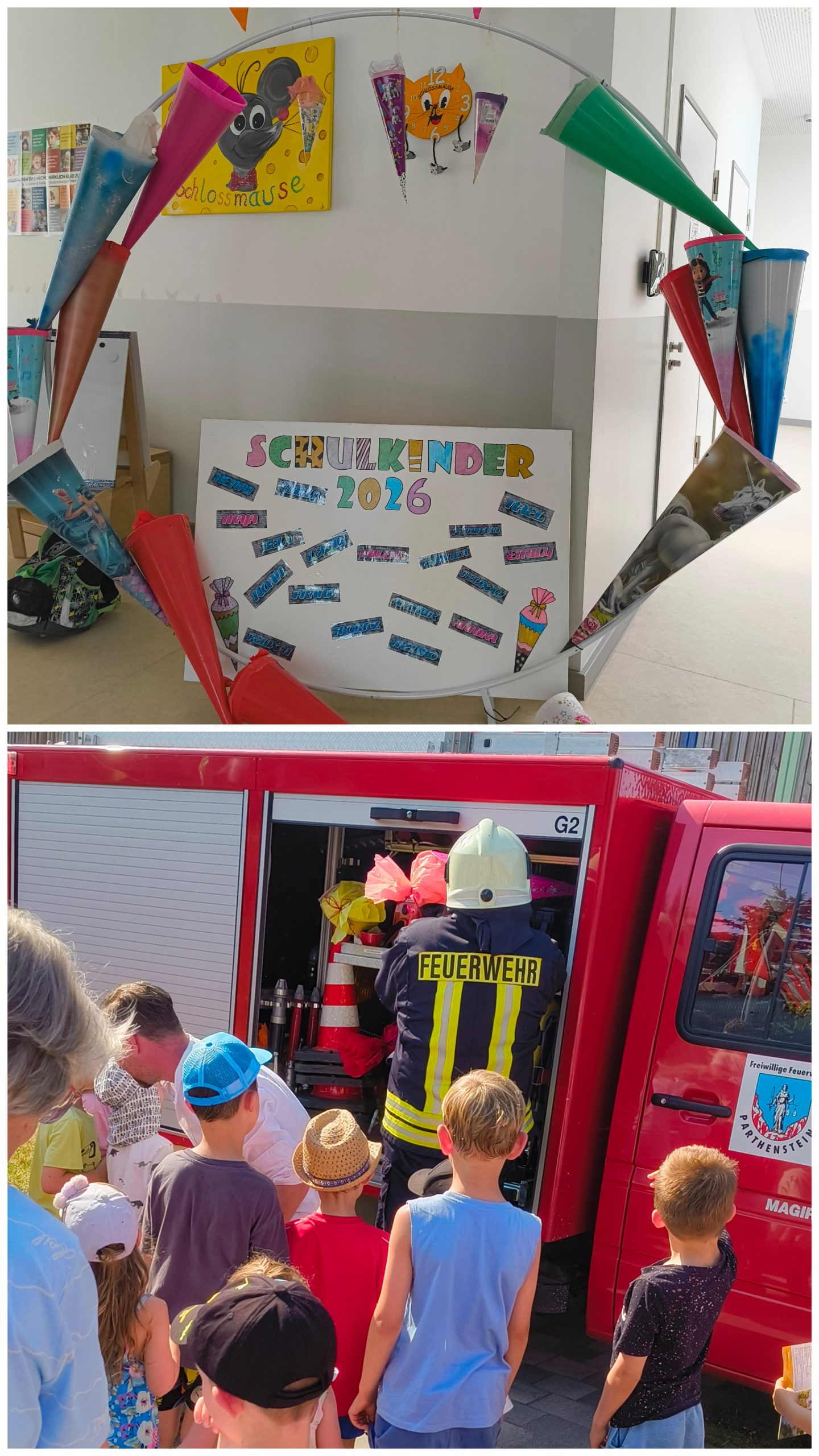 Abschlussfest mit Feuerwehreinsatz der Vorschüler in Pomßen