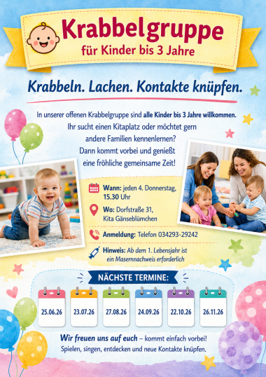 Krabbelgruppe für Kinder bis 2 Jahre