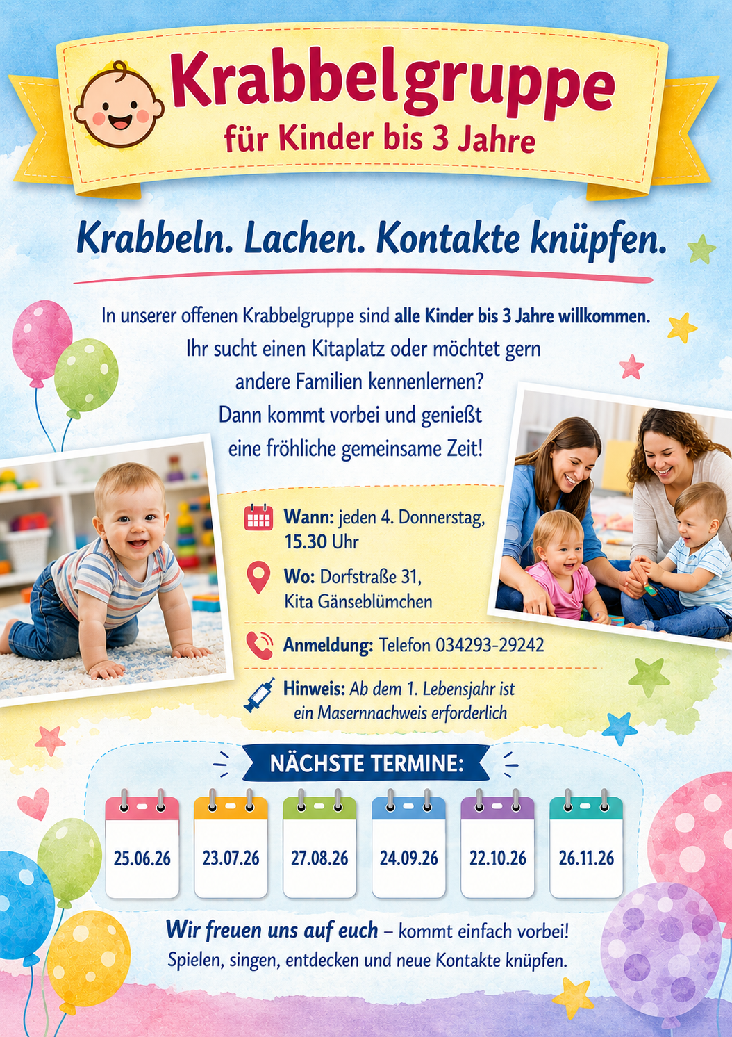Krabbelgruppe für Kinder bis 2 Jahre