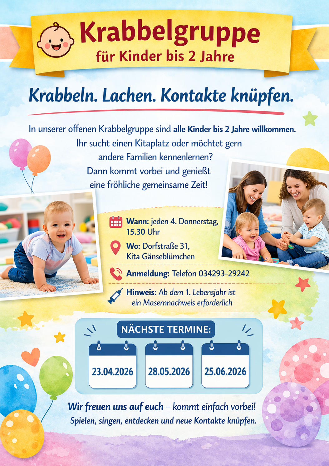 Krabbelgruppe für Kinder bis 2 Jahre