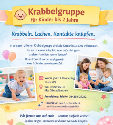Krabbelgruppe für Kinder bis 2 Jahre